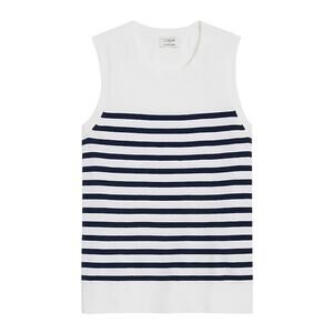 NWT J.Crew Factory XS Striped Cotton Sweater Shell Tank Top Navy White